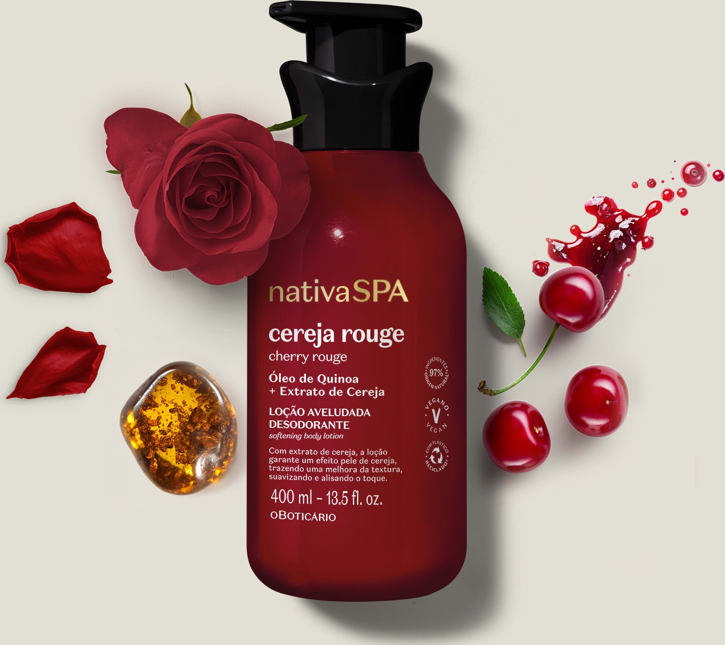 NATIVA SPA HIDRATANTE CORPORAL OBOTICÁRIO CEREJA ROUGE 400ML