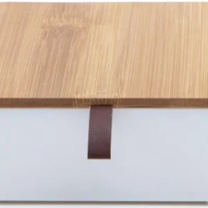 PORTA JÓIAS BAMBU 14.6CM X 14.6CM X 5.6CM BASE BRANCA