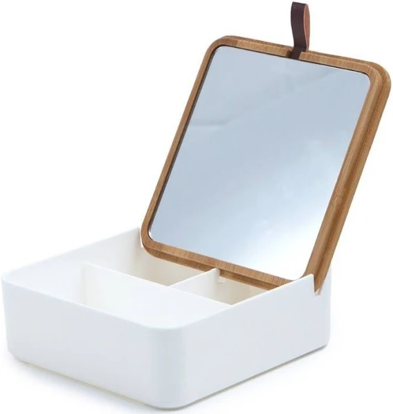 PORTA JÓIAS BAMBU 14.6CM X 14.6CM X 5.6CM BASE BRANCA - Imagem 2