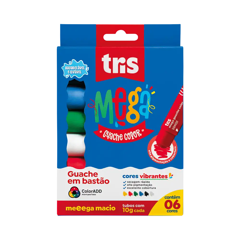 GUACHE EM BASTÃO CORES VIBRANTES TRIS