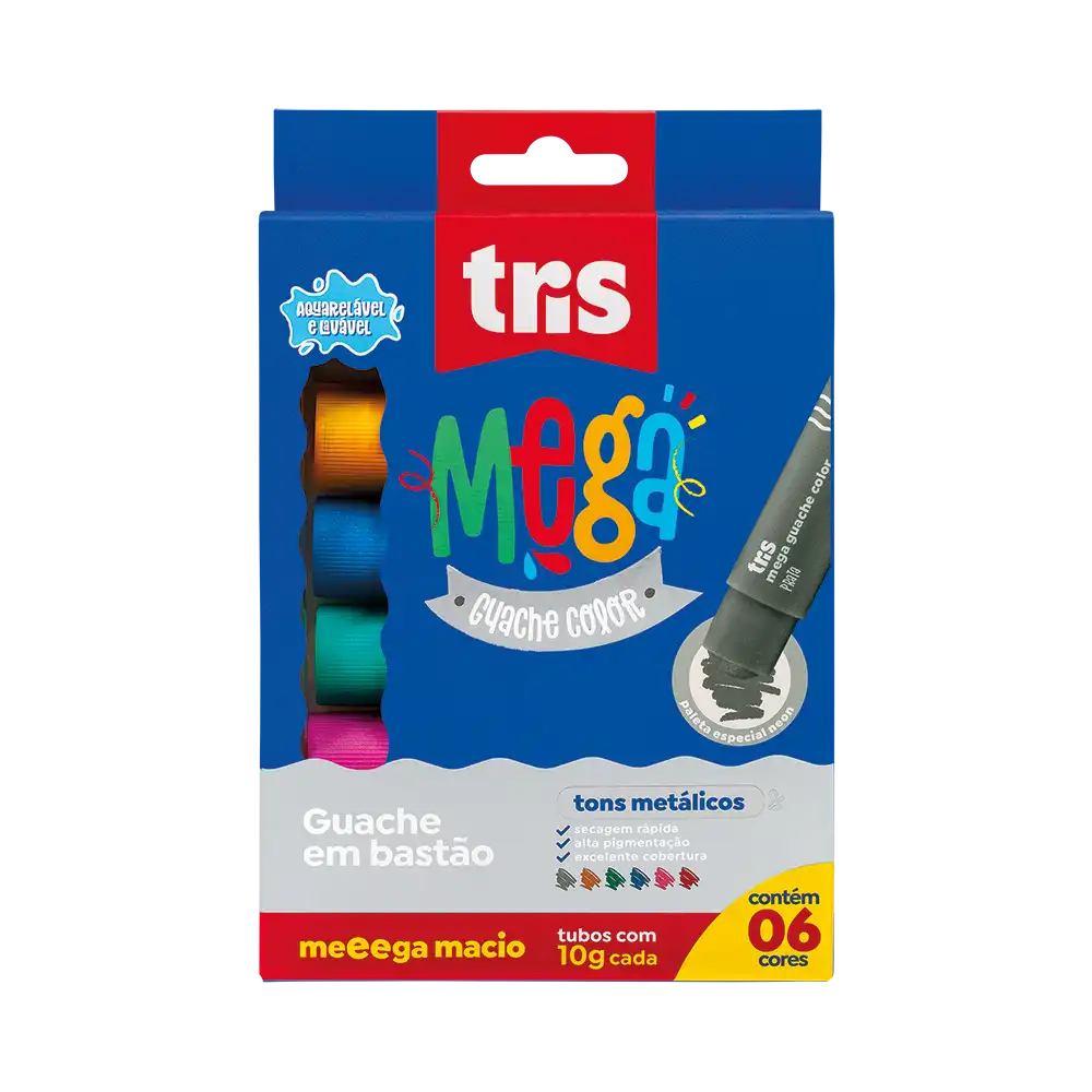 GUACHE EM BASTÃO TONS METALICOS TRIS